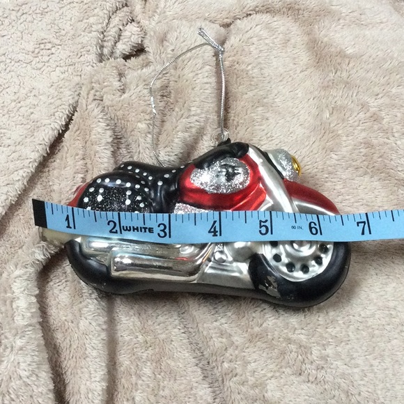 Harley style motorcycle glitter painted Christmas ornament - Picture 7 of 8